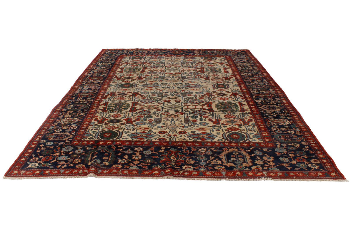 9x12 Ivory and Navy Turkish Traditional Rug