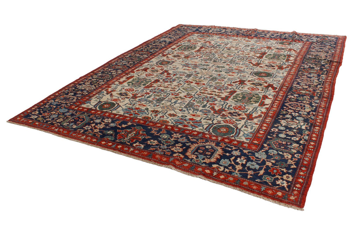 9x12 Ivory and Navy Turkish Traditional Rug