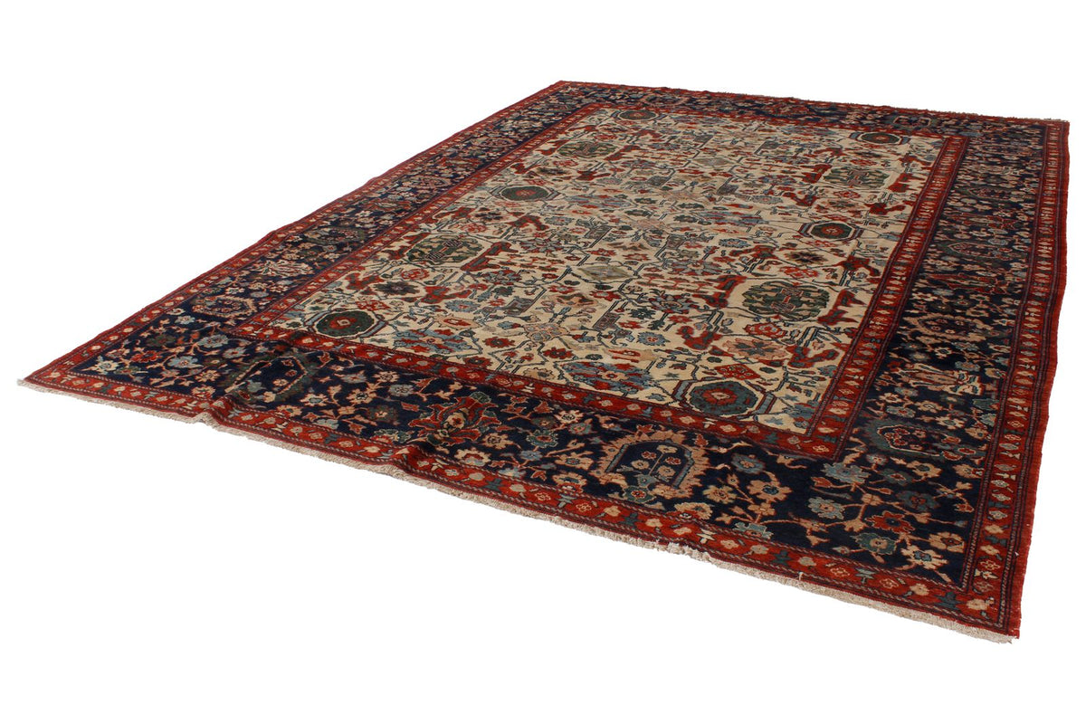 9x12 Ivory and Navy Turkish Traditional Rug