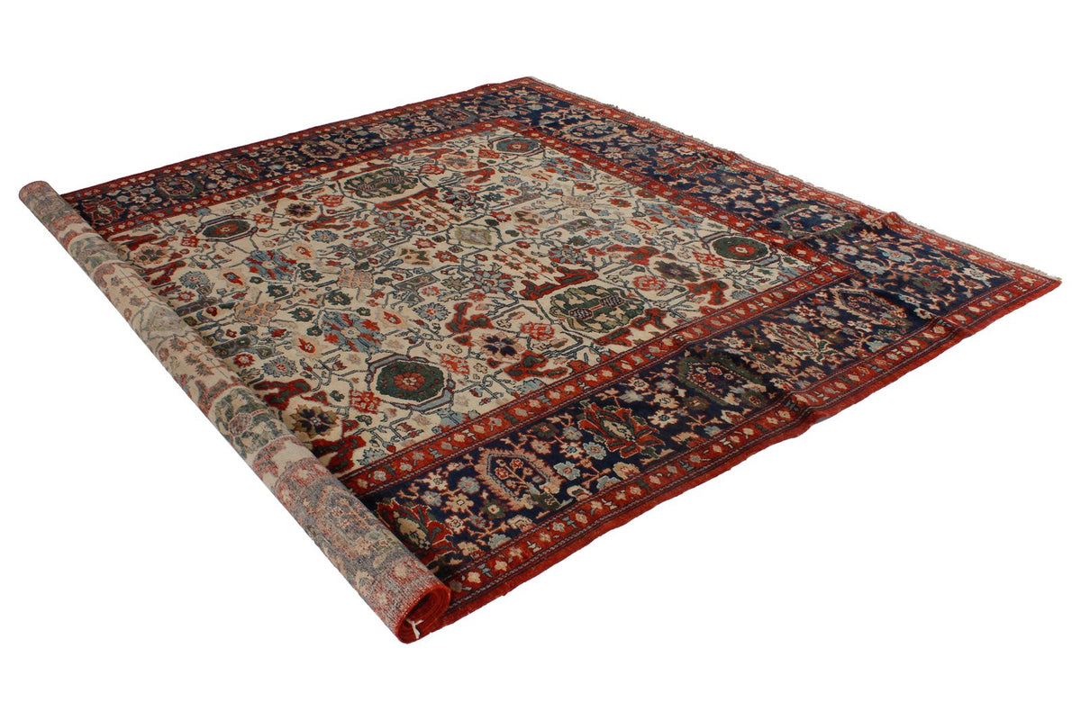 9x12 Ivory and Navy Turkish Traditional Rug