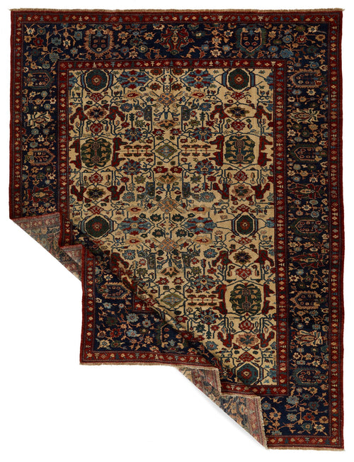 9x12 Ivory and Navy Turkish Traditional Rug