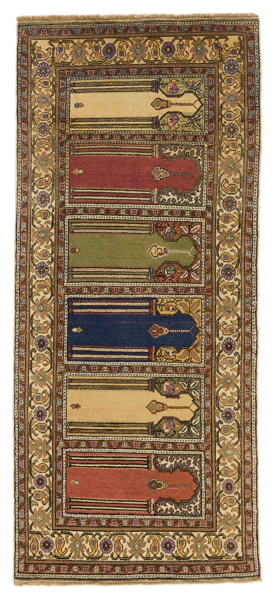 3x6 Multicolor and Ivory Turkish Traditional Rug