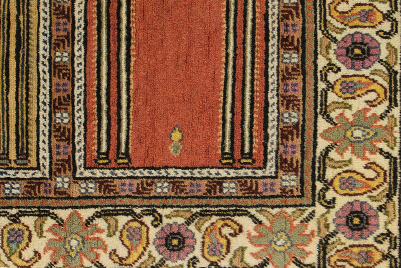 3x6 Multicolor and Ivory Turkish Traditional Rug