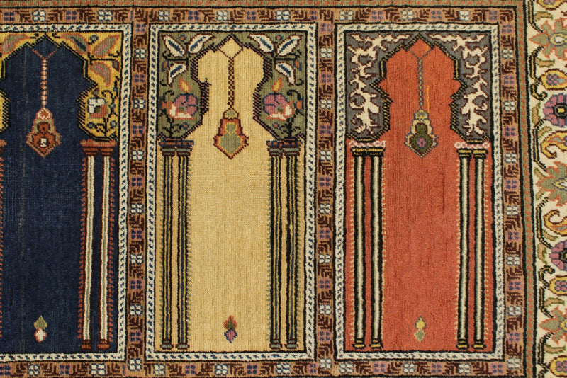 3x6 Multicolor and Ivory Turkish Traditional Rug