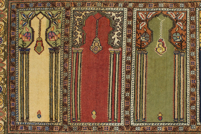 3x6 Multicolor and Ivory Turkish Traditional Rug