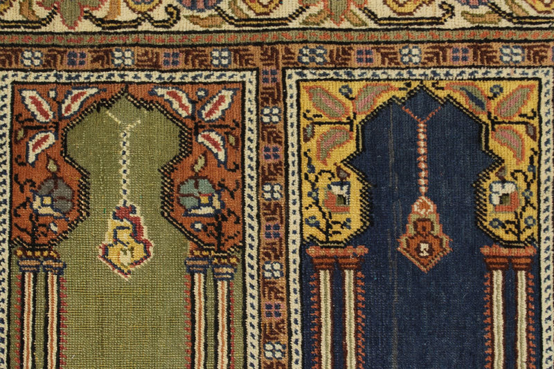 3x6 Multicolor and Ivory Turkish Traditional Rug
