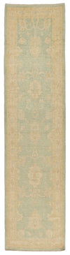 3x12 Green and Ivory Turkish Oushak Runner