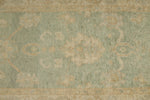 3x12 Green and Ivory Turkish Oushak Runner