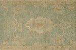 3x12 Green and Ivory Turkish Oushak Runner