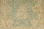 3x12 Green and Ivory Turkish Oushak Runner