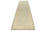 3x12 Green and Ivory Turkish Oushak Runner