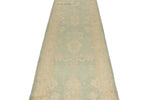 3x12 Green and Ivory Turkish Oushak Runner