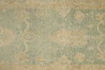 3x12 Green and Ivory Turkish Oushak Runner