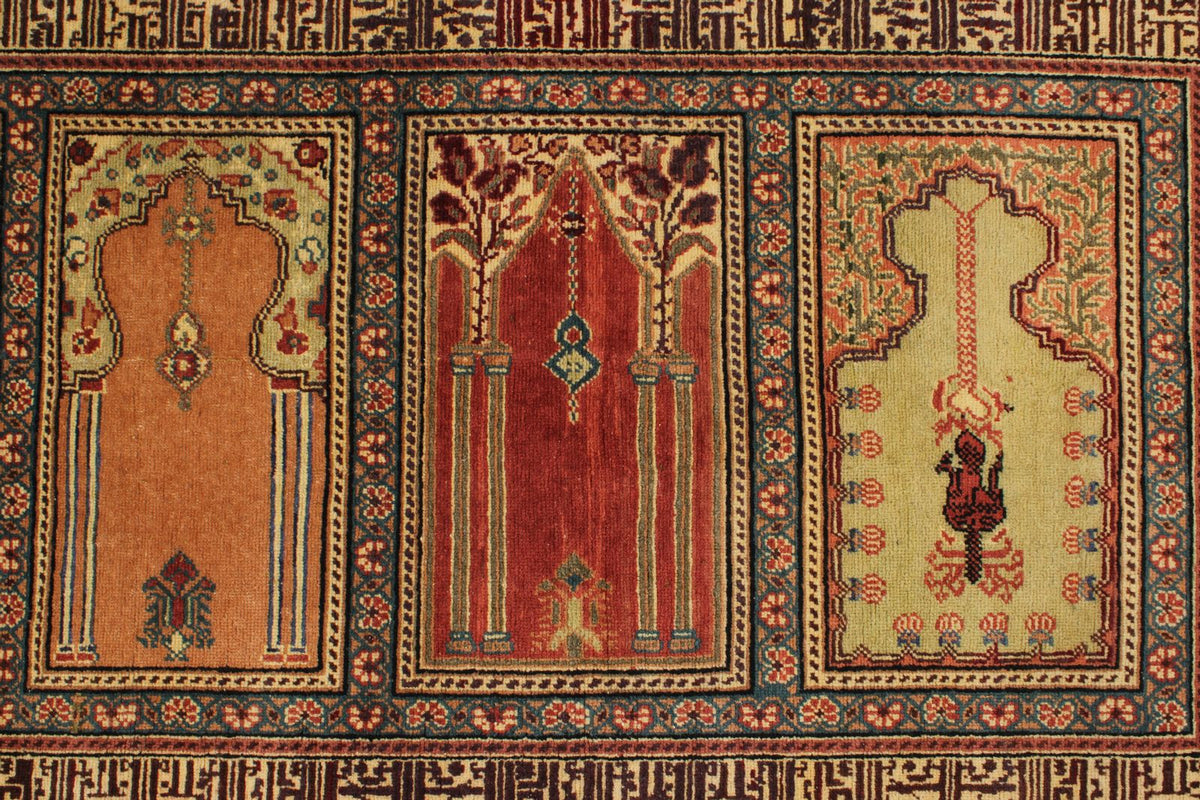 3x8 Ivory and Multicolor Turkish Traditional Runner