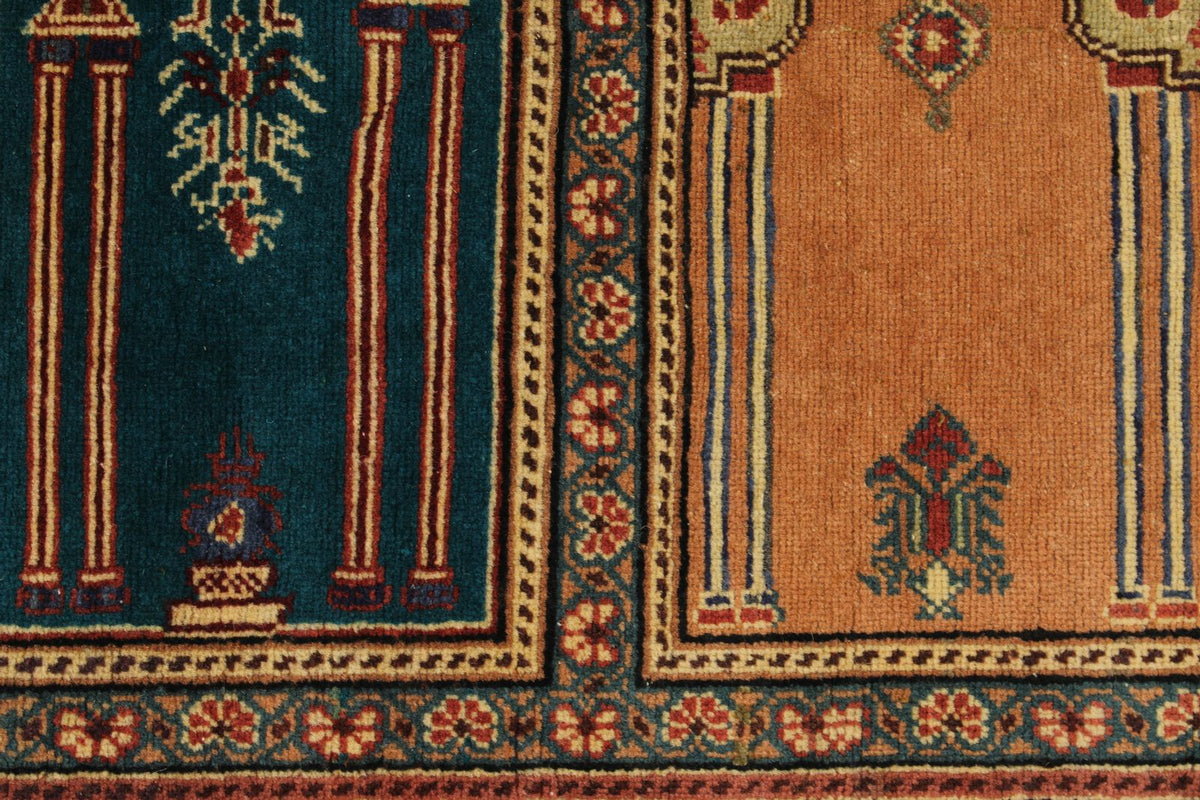 3x8 Ivory and Multicolor Turkish Traditional Runner