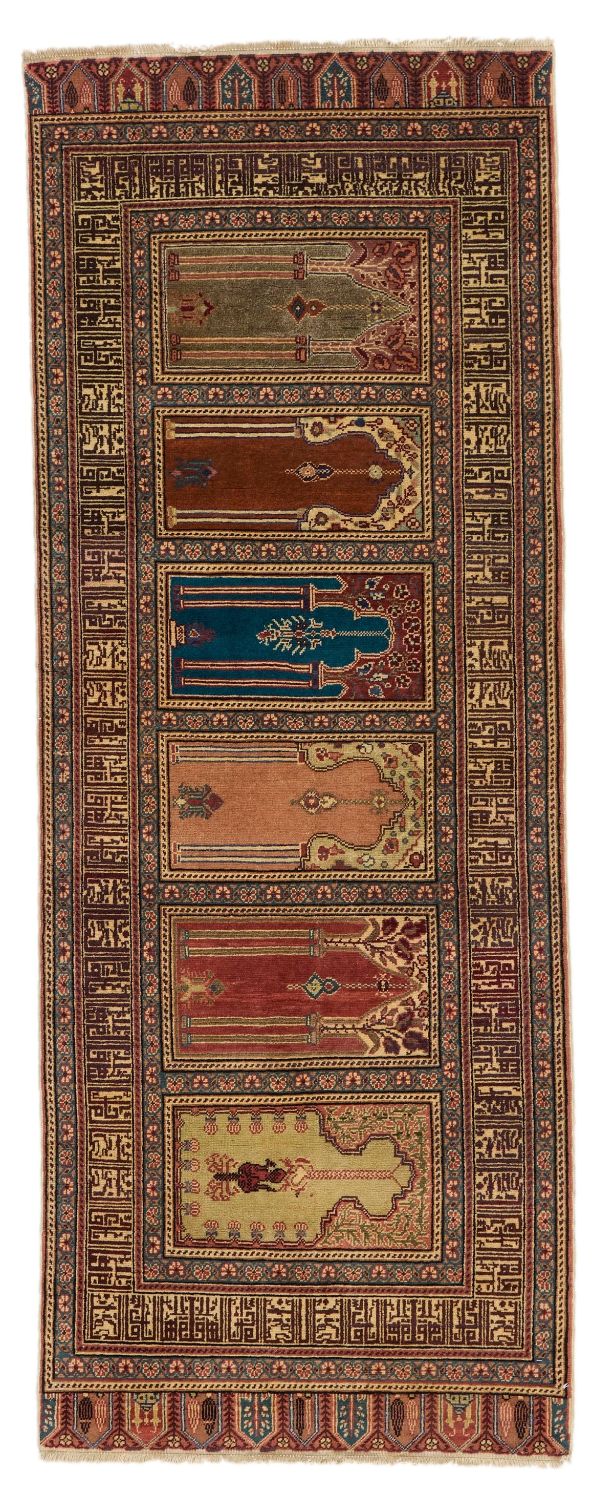 3x8 Ivory and Multicolor Turkish Traditional Runner