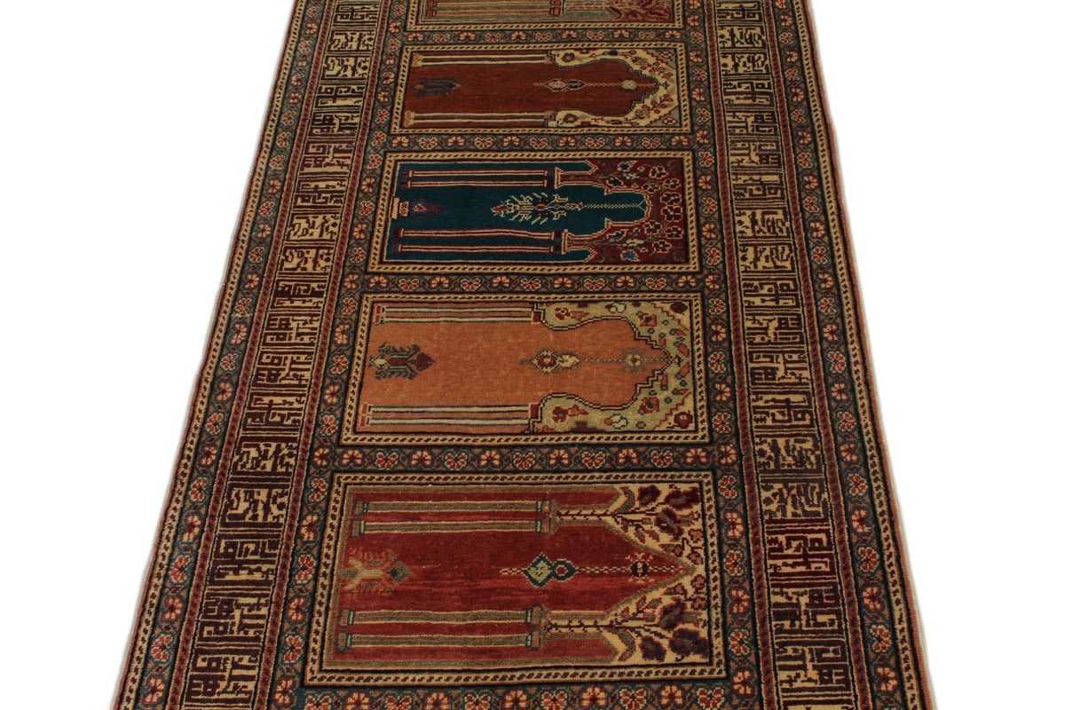 3x8 Ivory and Multicolor Turkish Traditional Runner