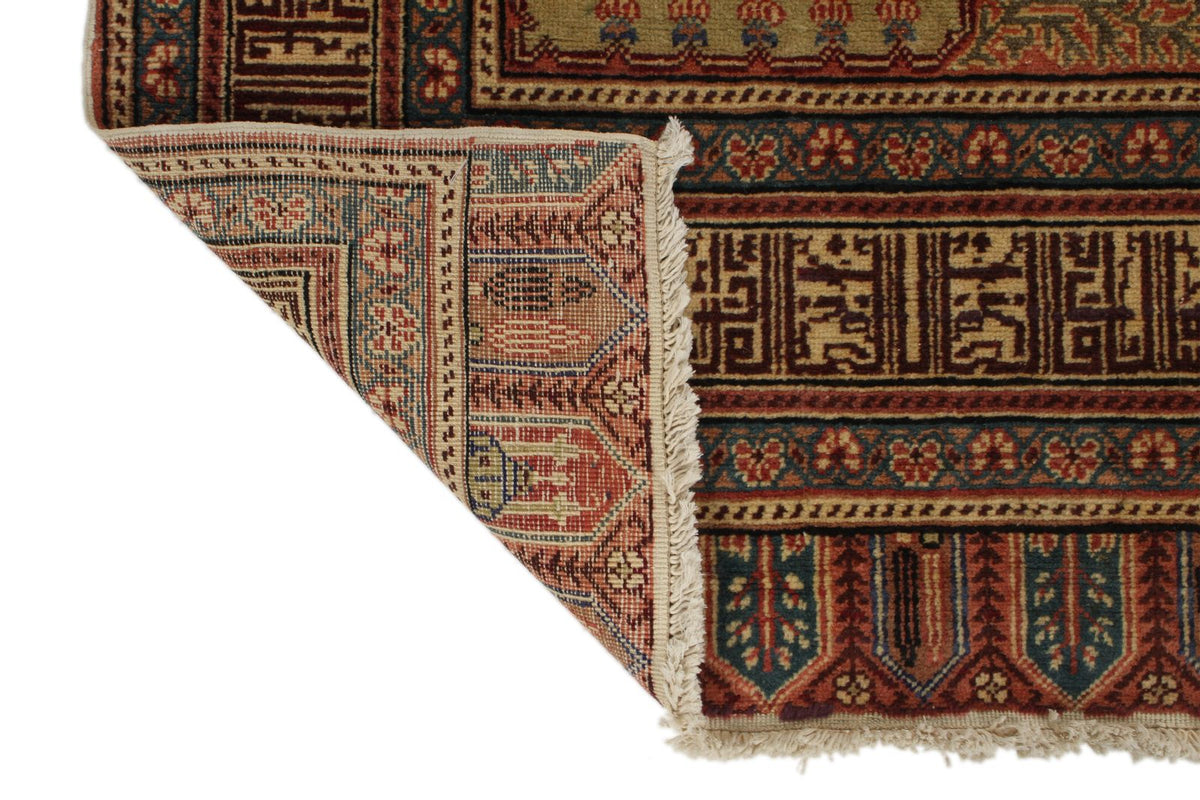 3x8 Ivory and Multicolor Turkish Traditional Runner