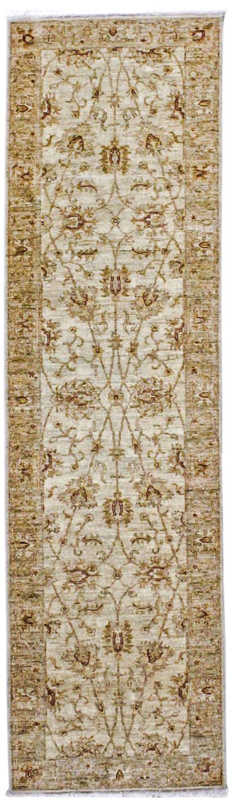 3x9 Ivory and Gold Turkish Oushak Runner
