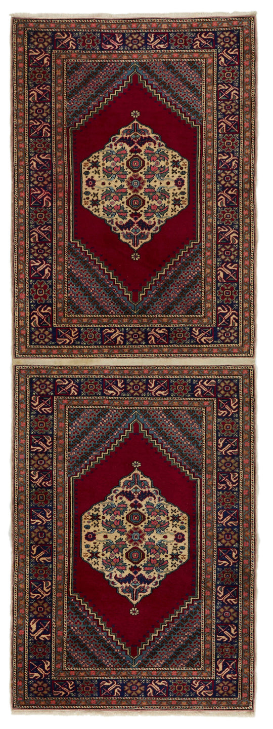 3x5 Red and Navy Turkish Traditional Rug