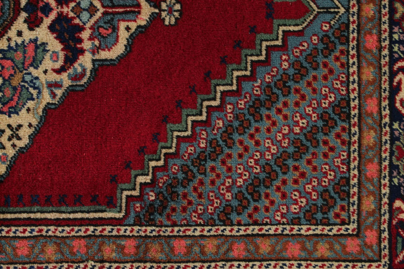 3x5 Red and Navy Turkish Traditional Rug