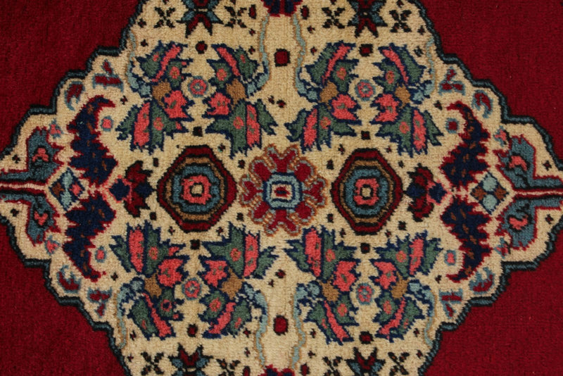 3x5 Red and Navy Turkish Traditional Rug