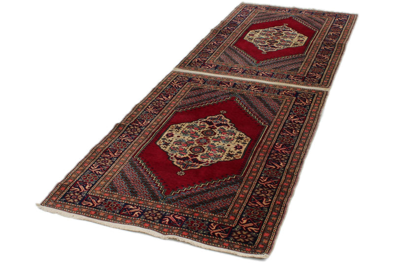 3x5 Red and Navy Turkish Traditional Rug