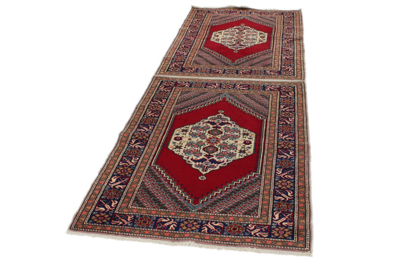 3x5 Red and Navy Turkish Traditional Rug