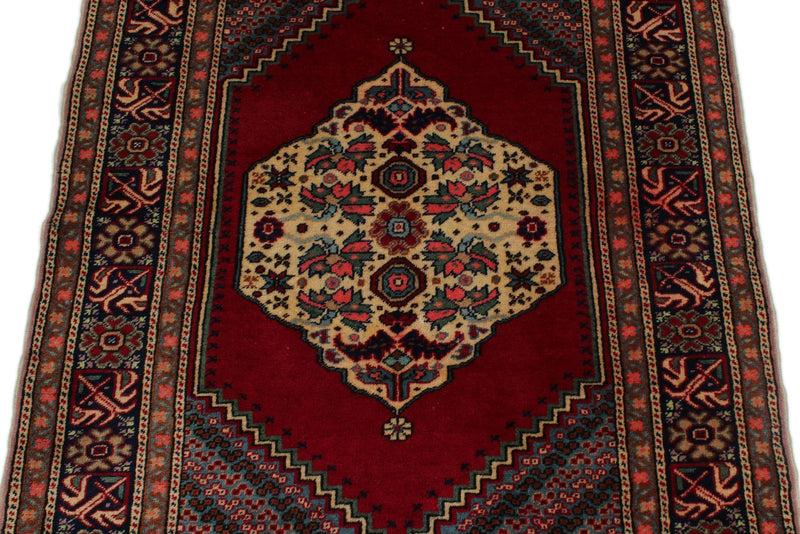 3x5 Red and Navy Turkish Traditional Rug