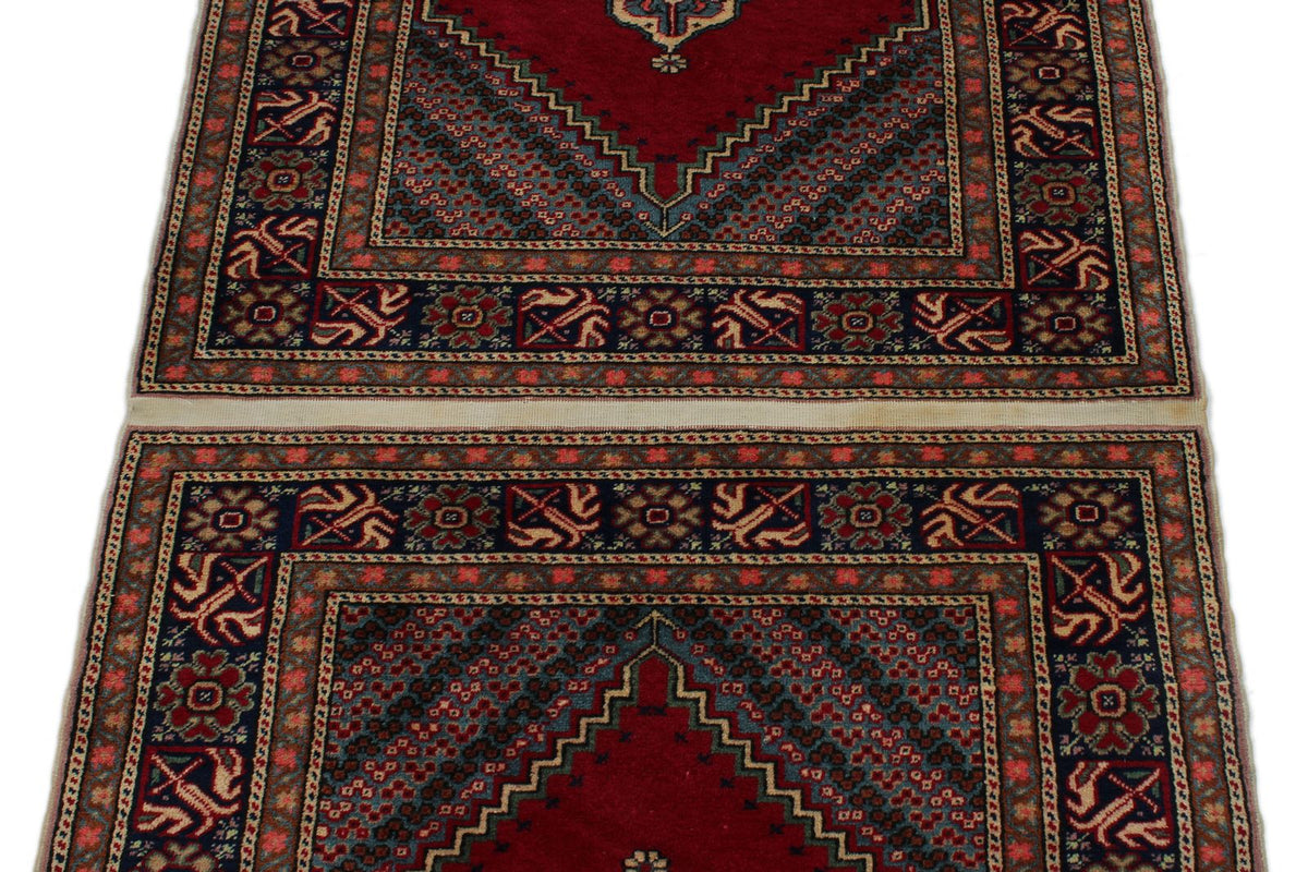 3x5 Red and Navy Turkish Traditional Rug