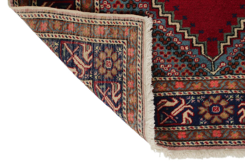3x5 Red and Navy Turkish Traditional Rug