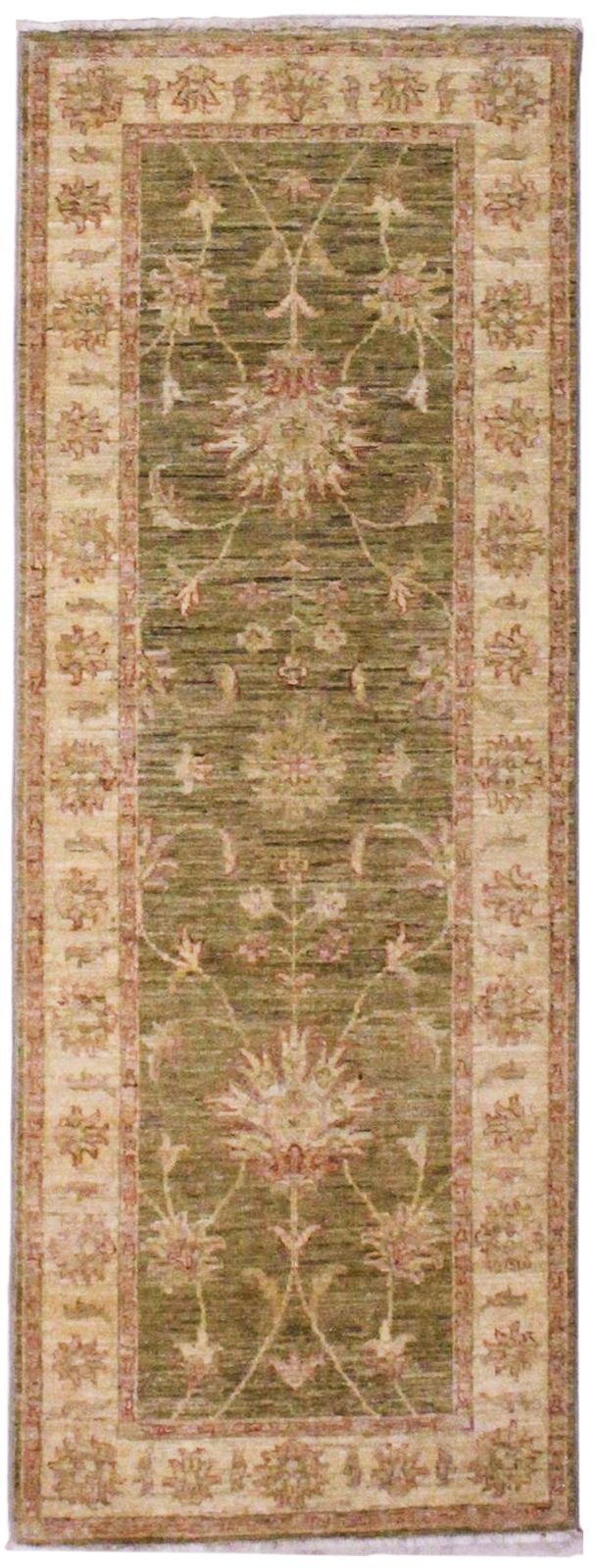 2x6 Green and Gold Turkish Oushak Rug