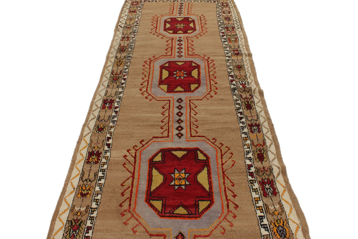 4x13 Brown and Red Turkish Tribal Runner