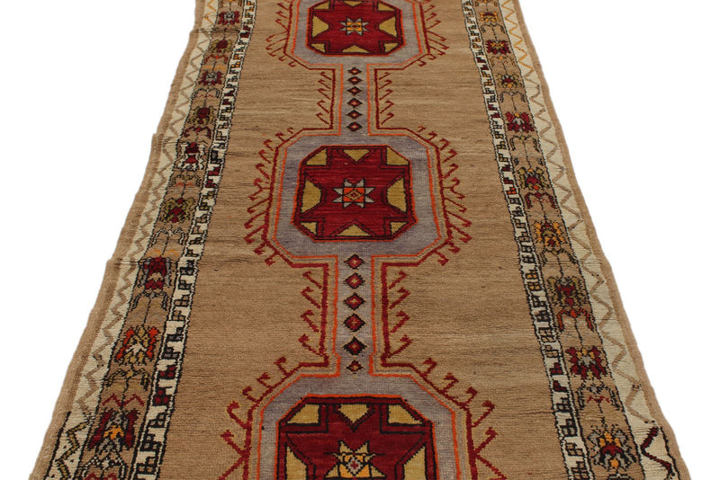 4x13 Brown and Red Turkish Tribal Runner