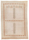 4x6 Ivory and Ivory Anatolian Tribal Rug