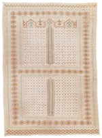 4x6 Ivory and Ivory Anatolian Tribal Rug