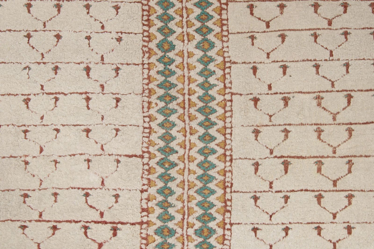 4x6 Ivory and Ivory Anatolian Tribal Rug