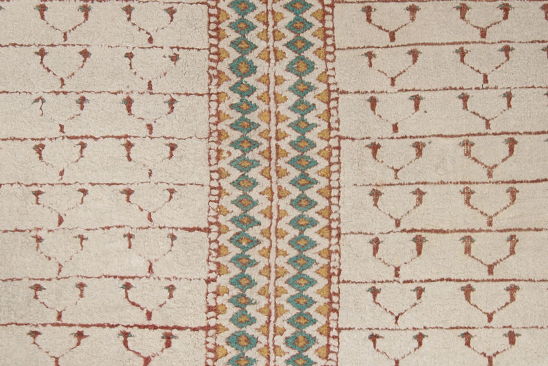 4x6 Ivory and Ivory Anatolian Tribal Rug