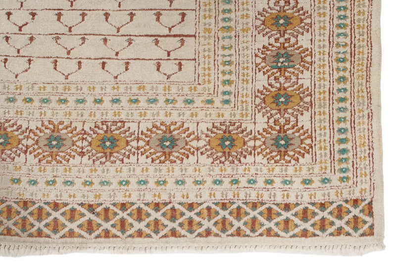 4x6 Ivory and Ivory Anatolian Tribal Rug