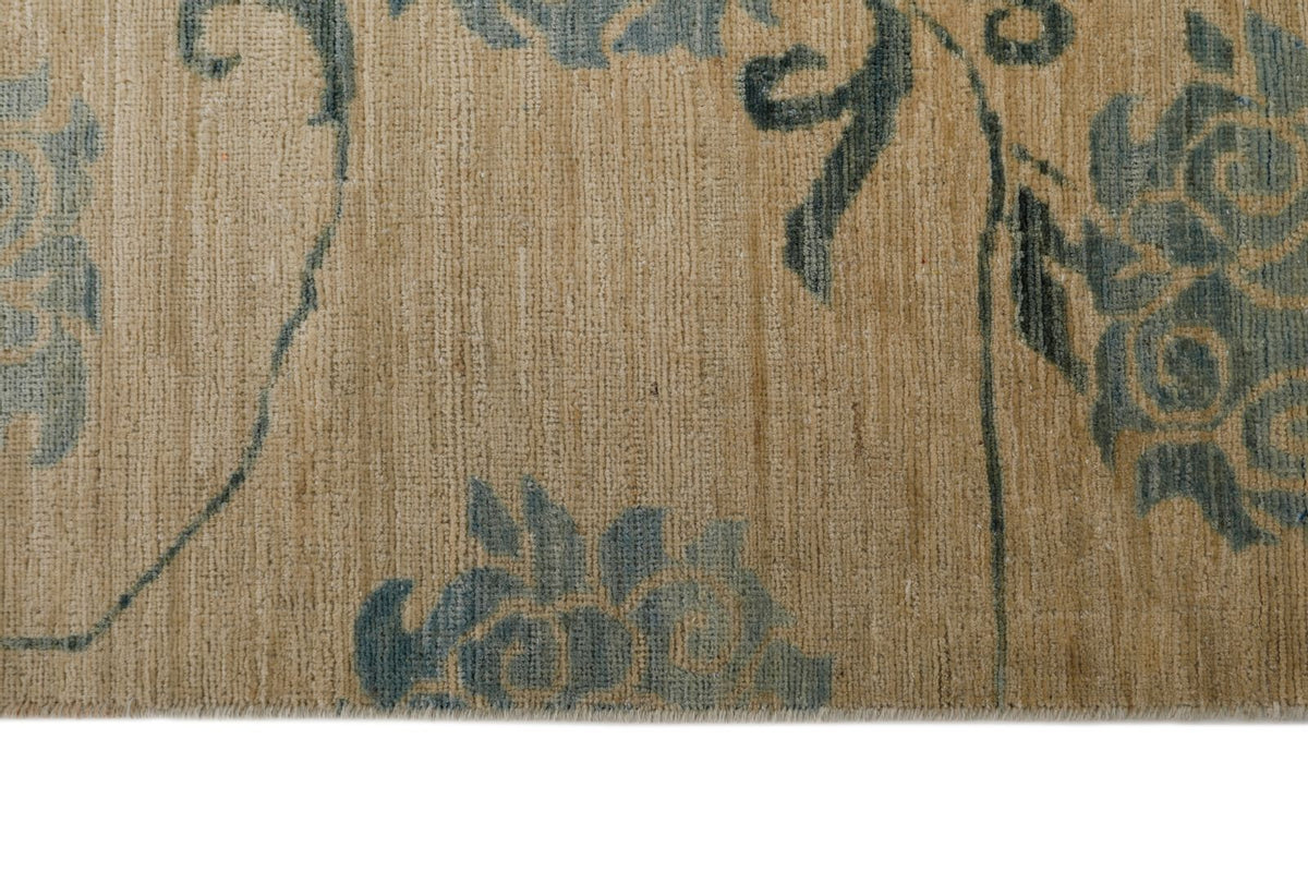 3x10 Ivory and Blue Traditional Rug
