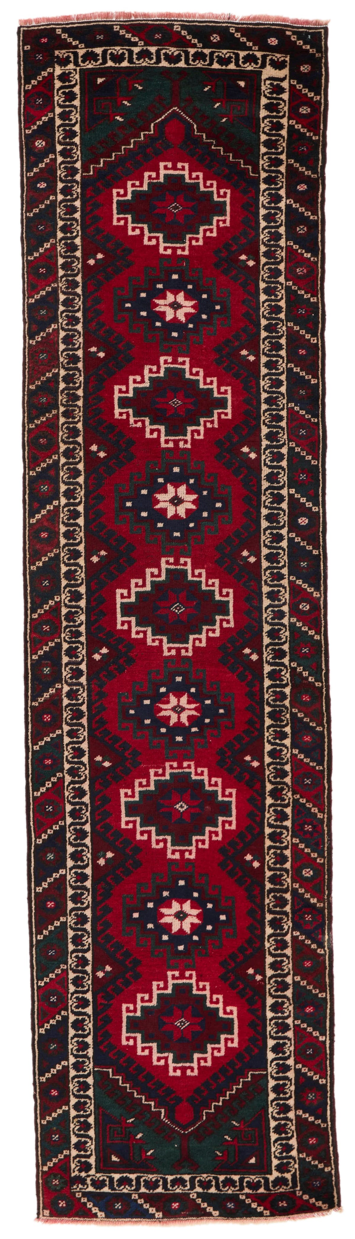 3x10 Red and Navy Anatolian Tribal Runner