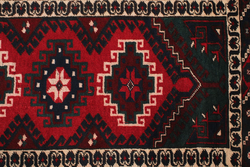 3x10 Red and Navy Anatolian Tribal Runner