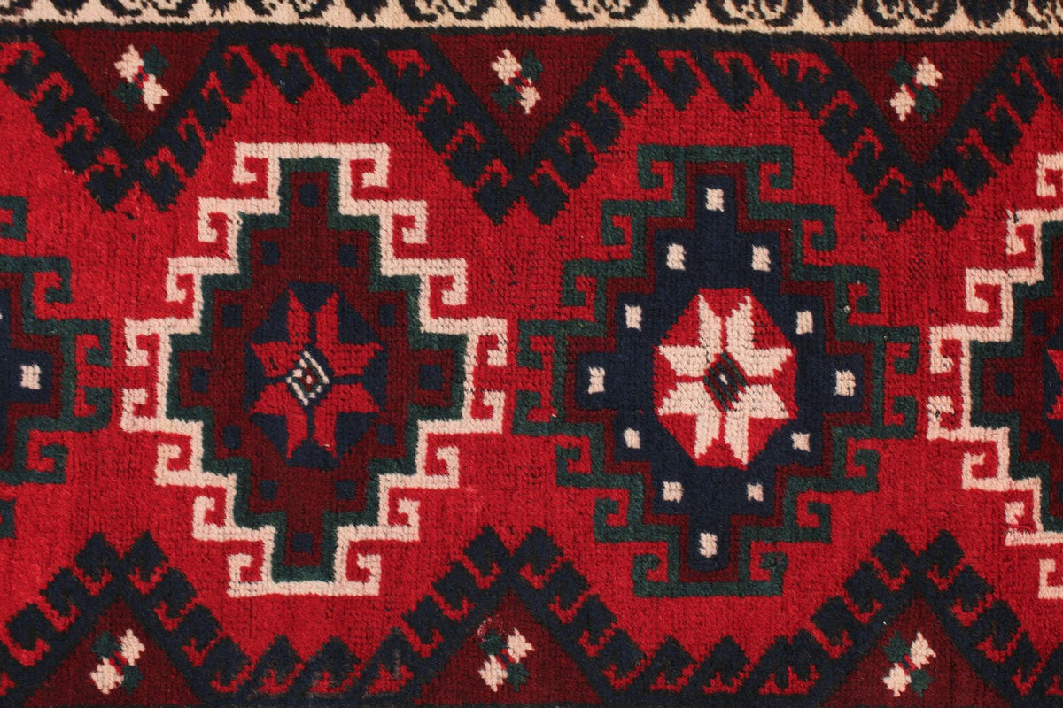 3x10 Red and Navy Anatolian Tribal Runner