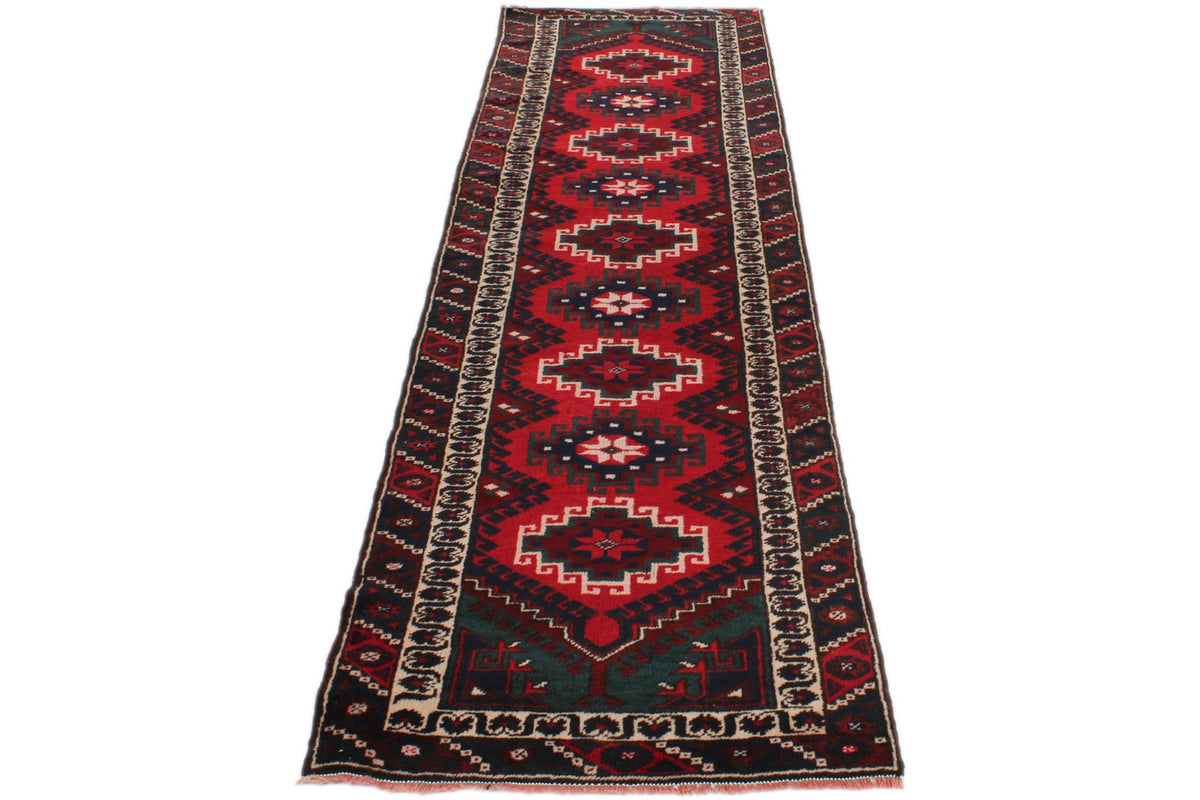 3x10 Red and Navy Anatolian Tribal Runner