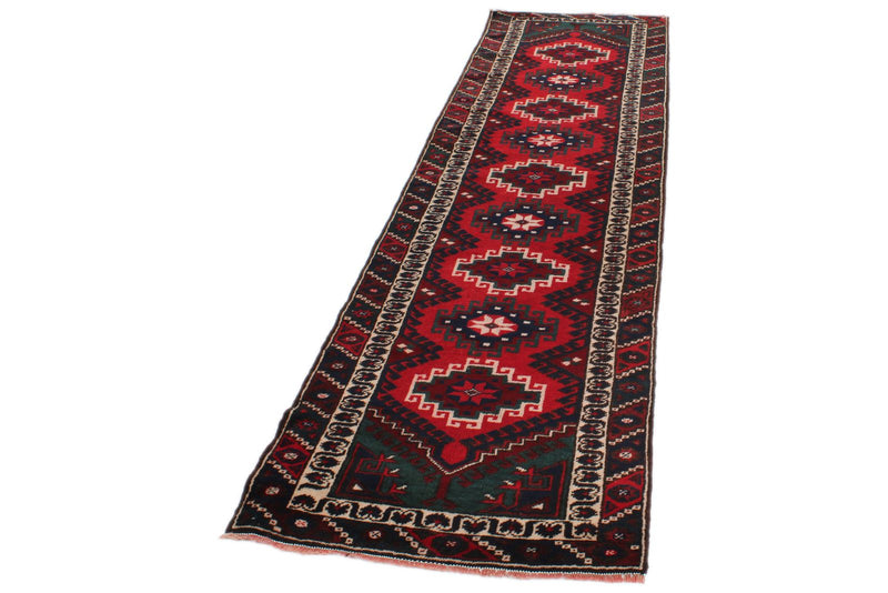 3x10 Red and Navy Anatolian Tribal Runner