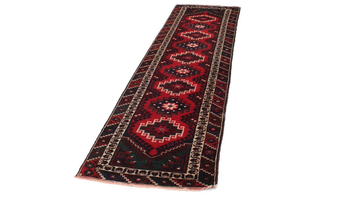 3x10 Red and Navy Anatolian Tribal Runner
