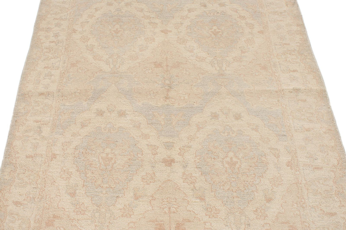 4x6 Off White and Blue Turkish Oushak Rug