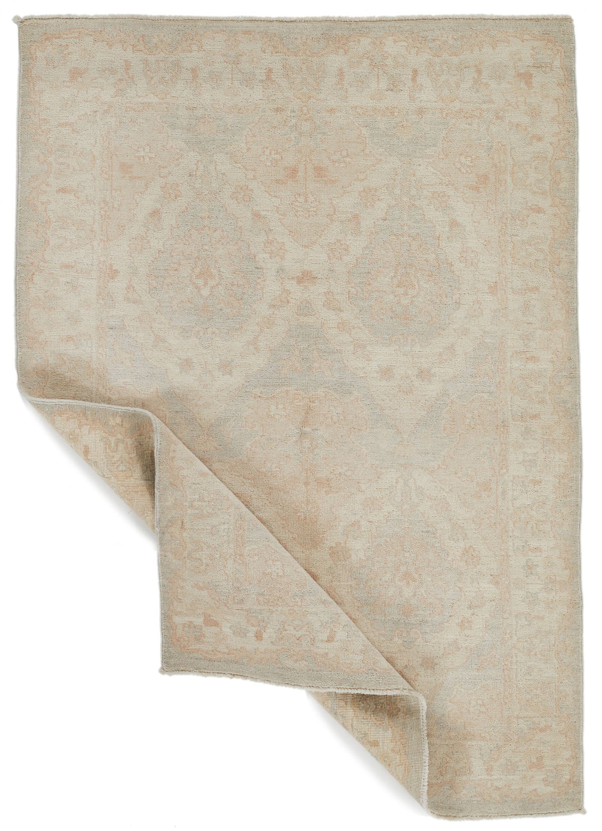4x6 Off White and Blue Turkish Oushak Rug