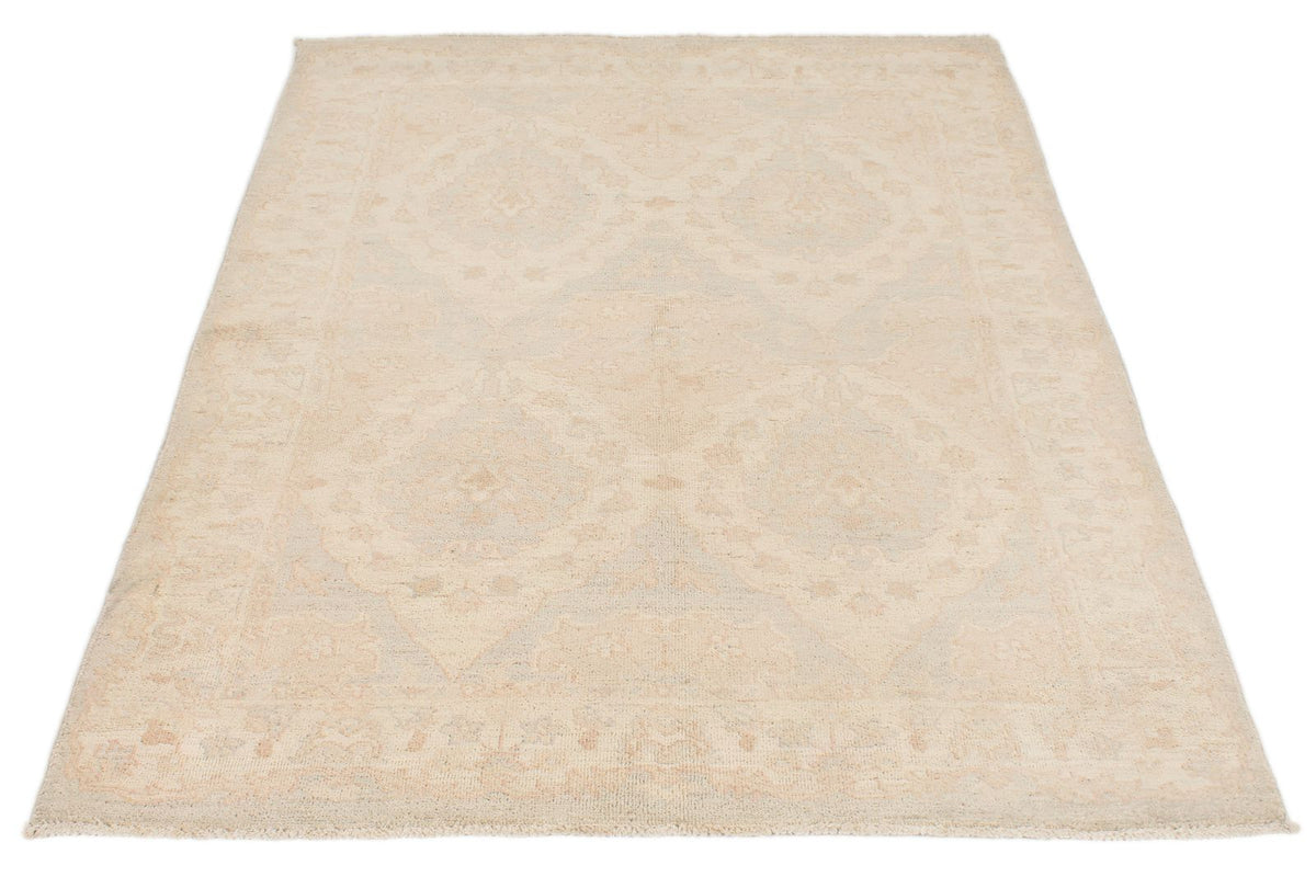 4x6 Off White and Blue Turkish Oushak Rug