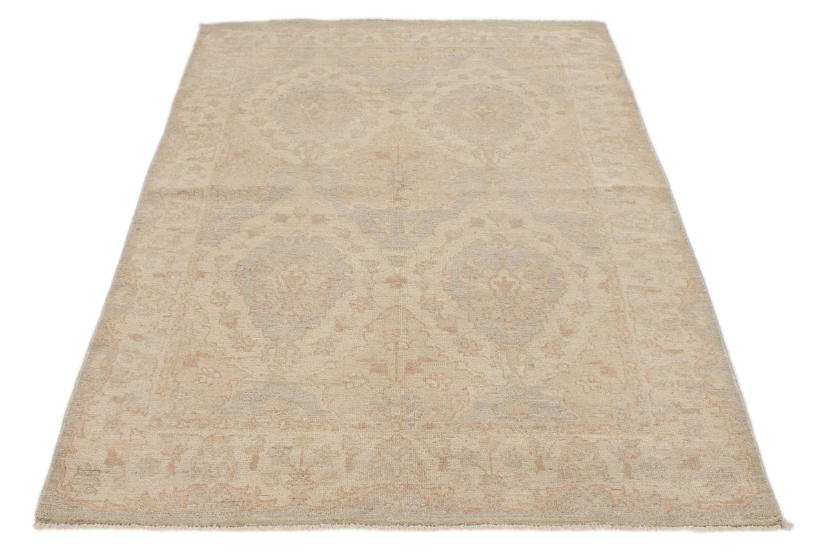 4x6 Off White and Blue Turkish Oushak Rug